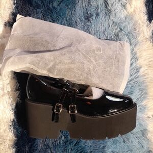 Platform Mary Jane Shoes in Black - Women